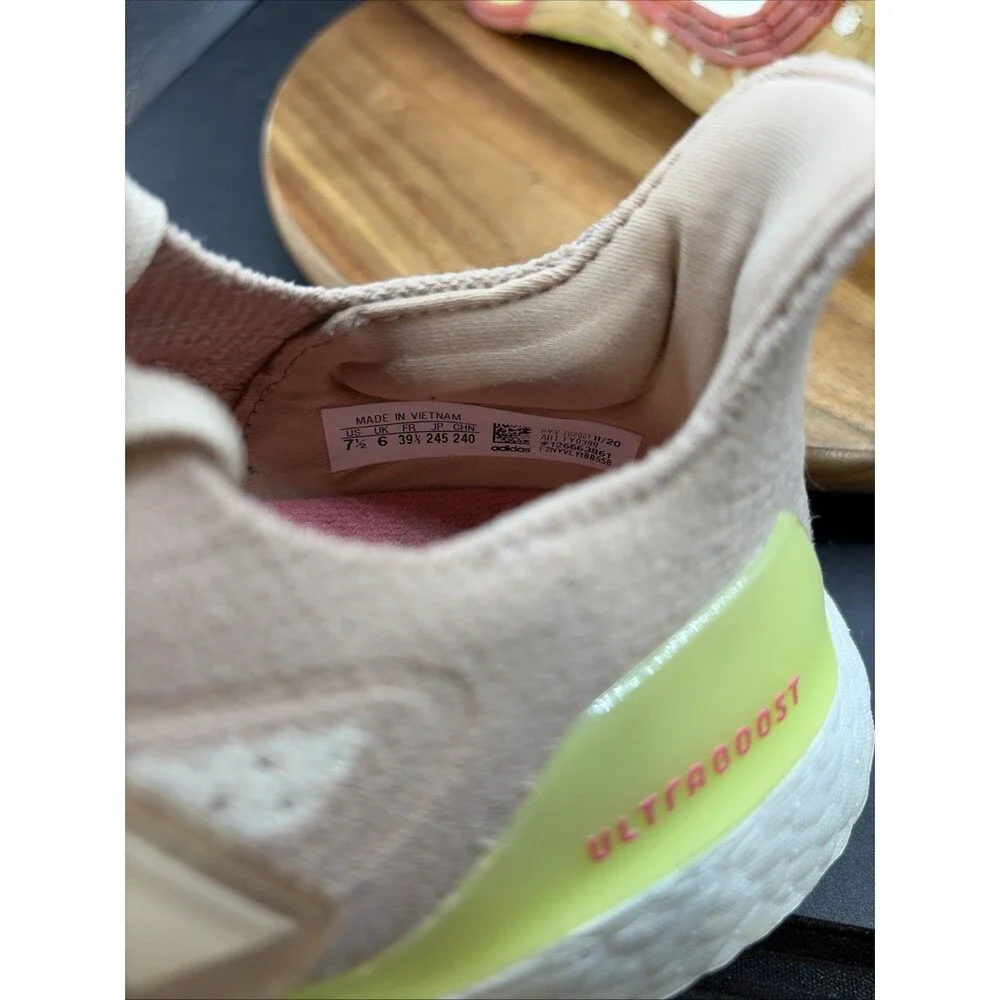 Adidas UltraBoost 21 Womens Size 7.5 Running Shoes Pink Ivory Sneakers FY0399